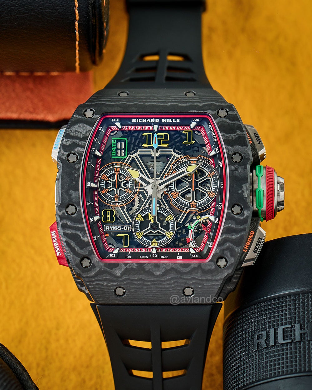 Richard Mille RM 65-01, Black Carbon TPT, Skeleton Dial