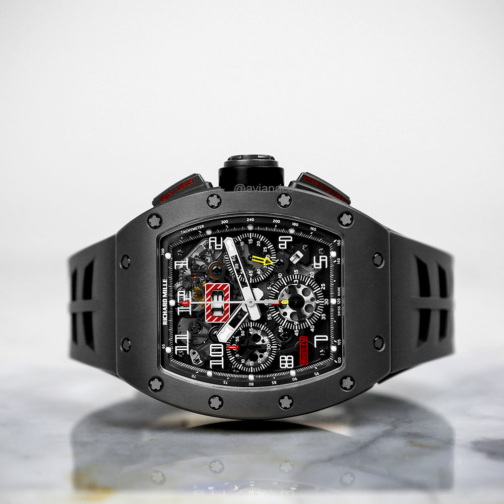 Richard Mille RM 011 Black Phantom Titanium, Skeleton Dial, 50 mm