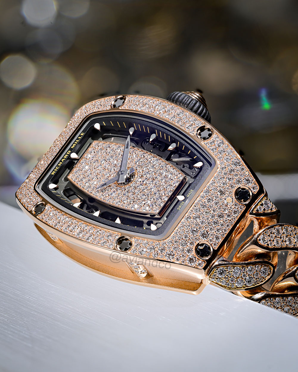 Richard Mille RM 07-01, 18K Rose Gold, Array of Diamonds
