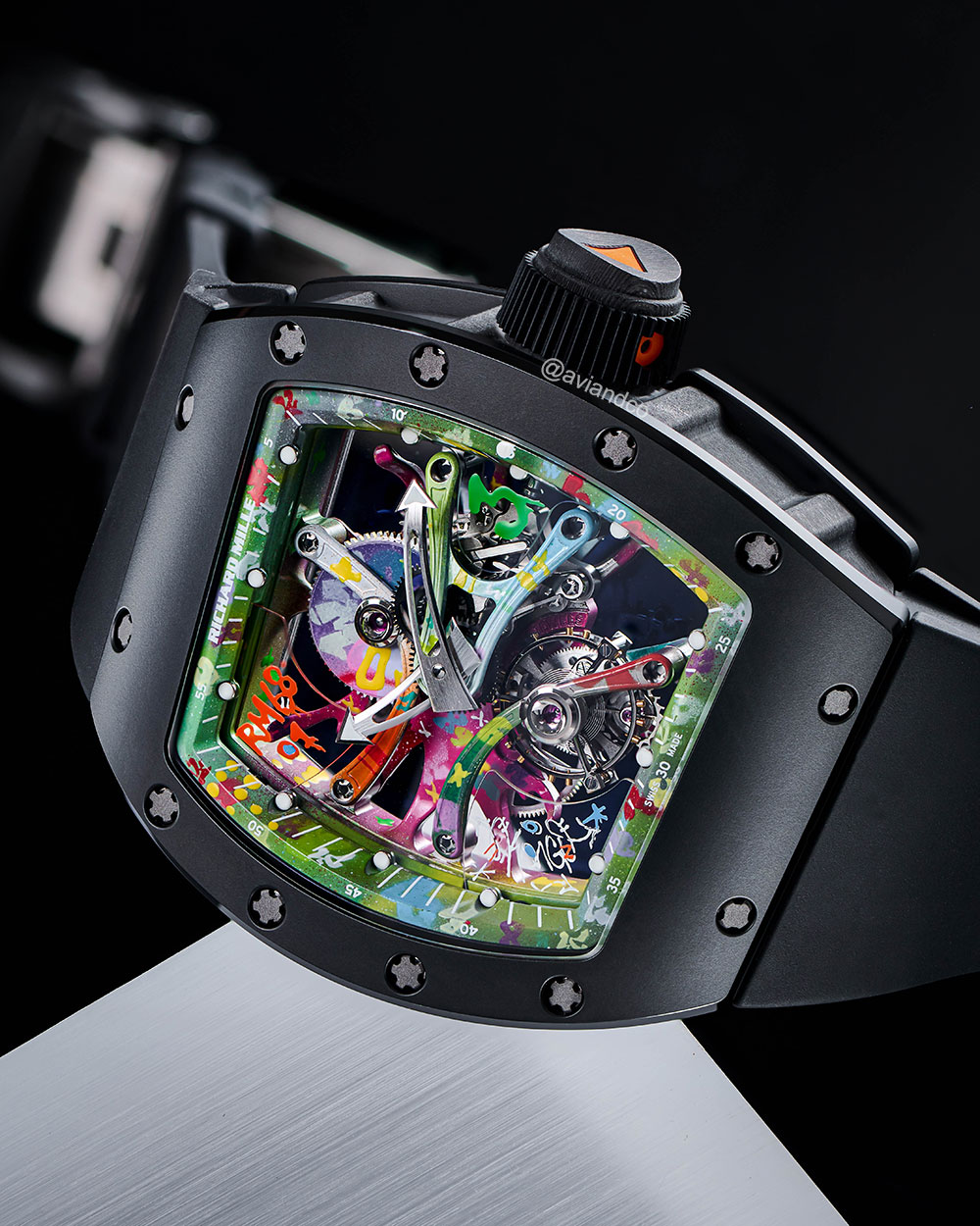 Richard Mille RM 68-01 “Cyril Kongo” Tourbillon, Carbon, Skeleton Dial, 50 mm