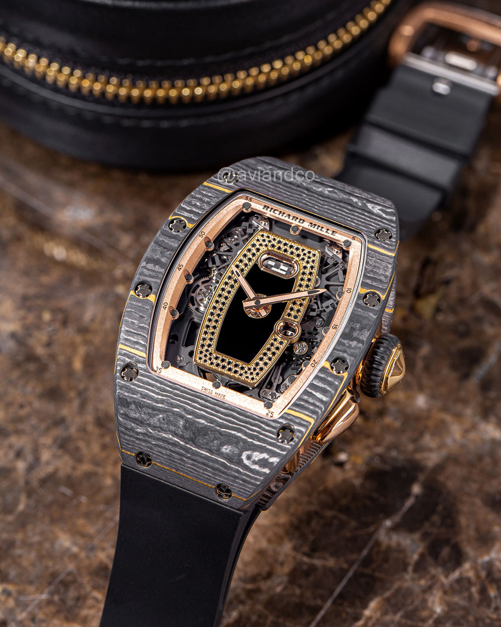 Richard Mille RM 037, Carbon, 18K Rose Gold, Skeleton Dial, 52 mm