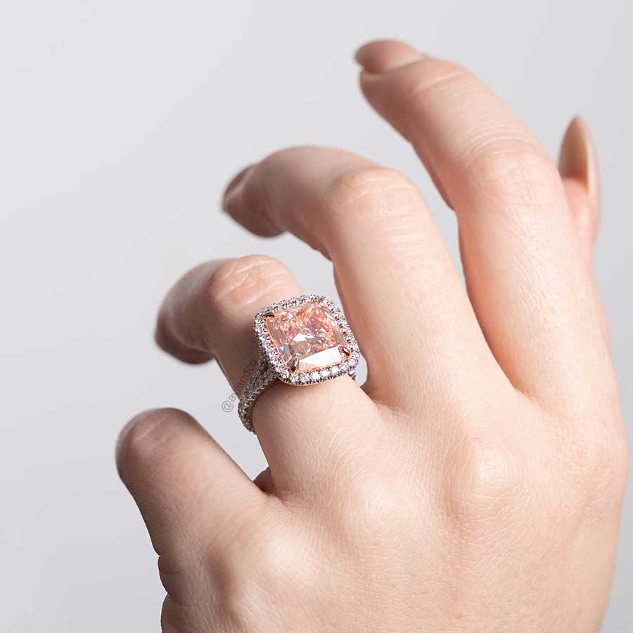 Diamonds by Avi & Co. Platinum and 18K Rose Gold Cushion-Cut Pink Diamond Ring, 7.27 CT