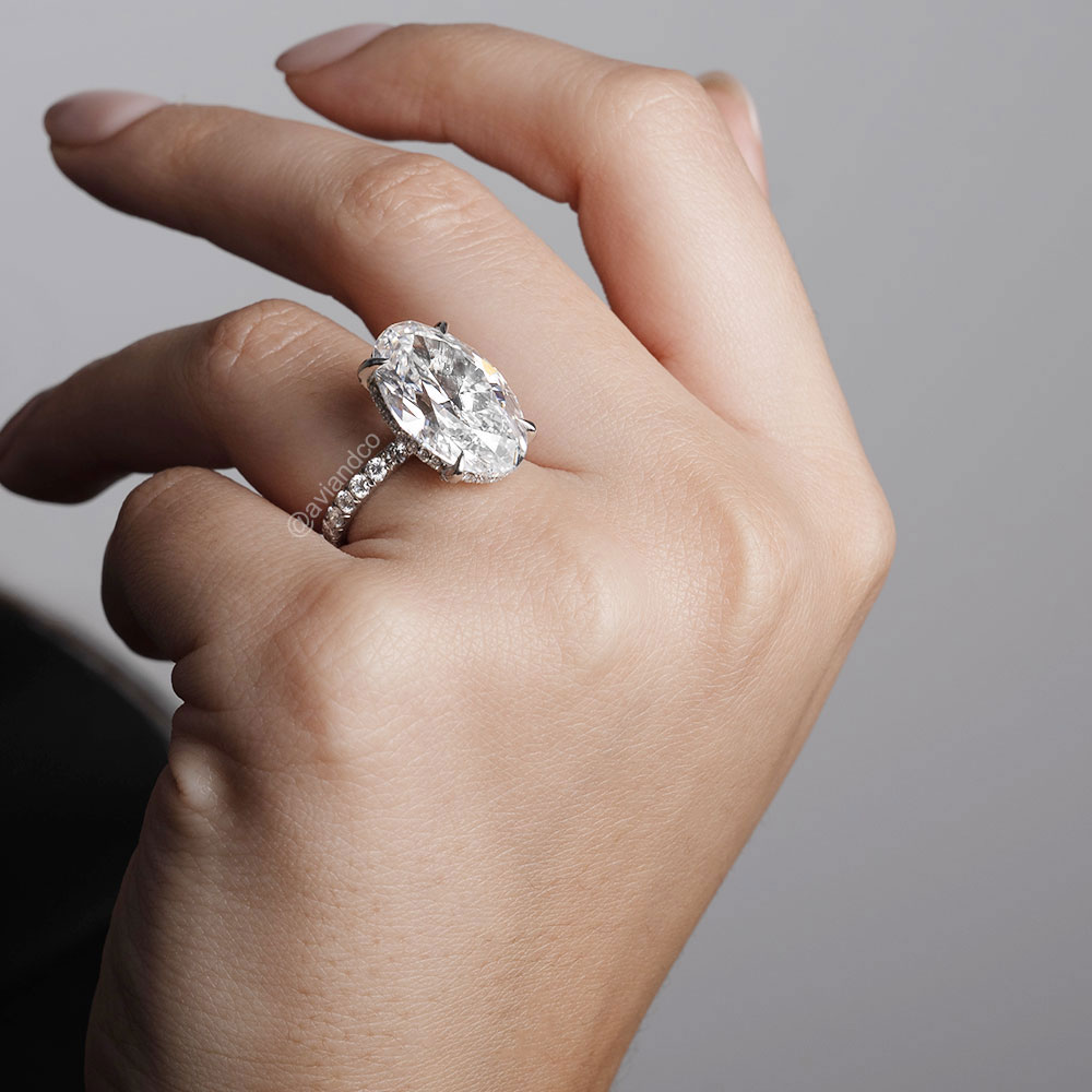 Avi & Co. Oval Cut Pave Band Engagement Ring