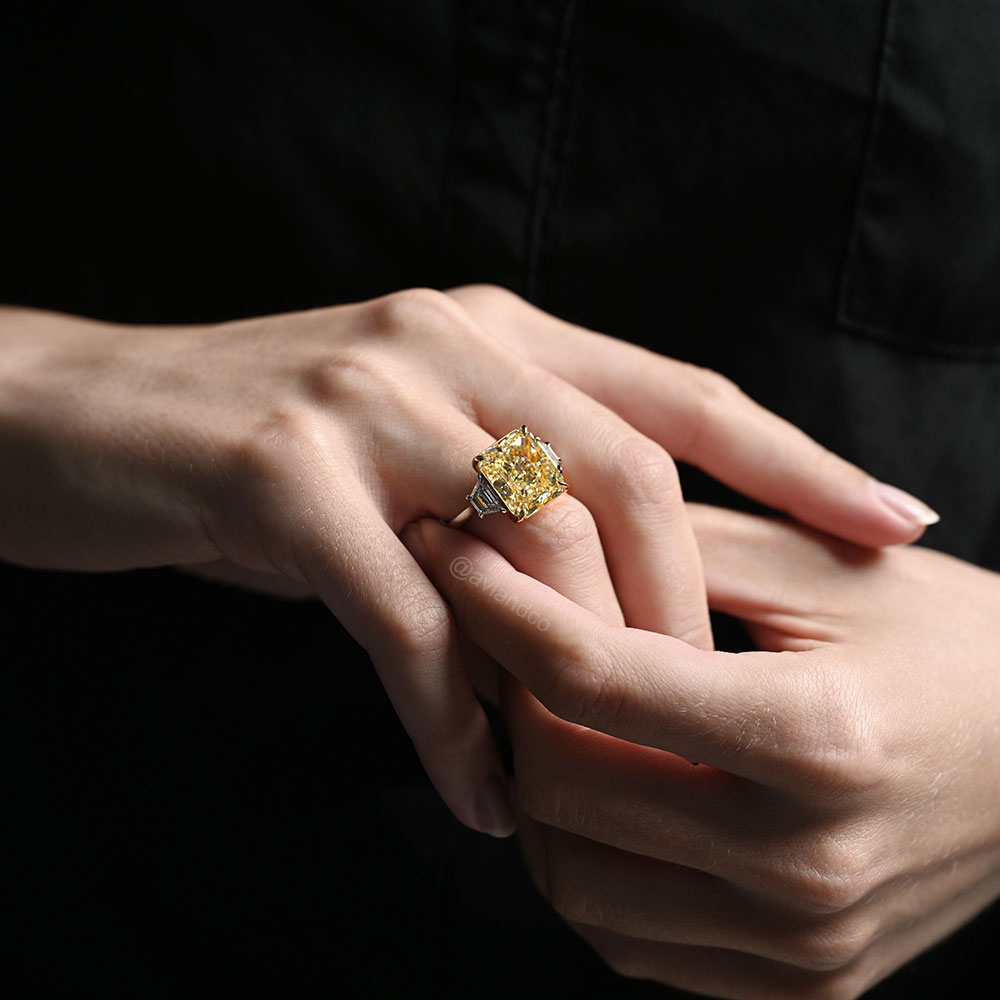 Diamonds by Avi & Co. Cushion and Trapezoid Cut Fancy Yellow Diamond Ring
