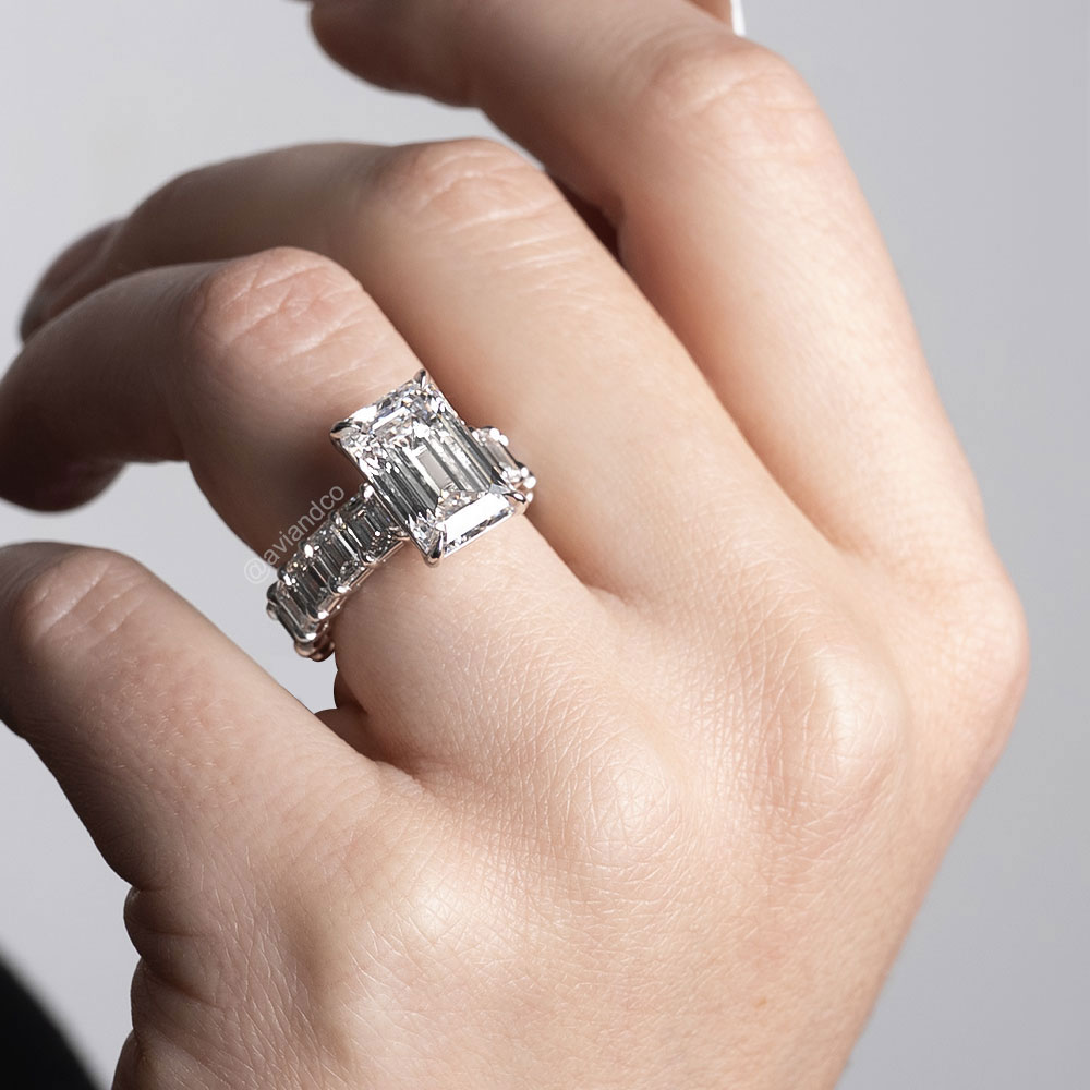 Avi & Co. Emerald Cut Eternity Engagement Ring, 6.01-CT