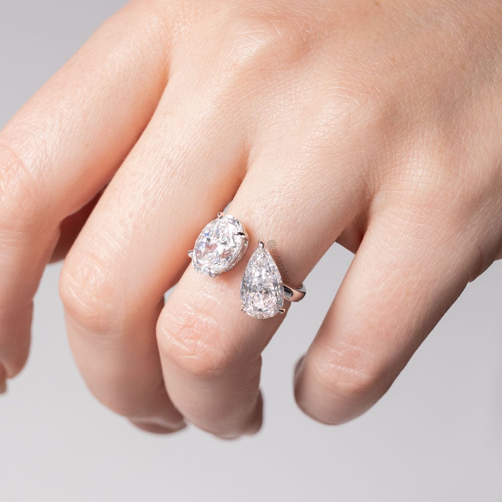 Diamonds by Avi & Co. Pear and Oval Cut Toi et Moi Diamond Ring