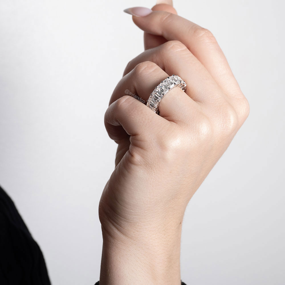 Diamonds by Avi & Co. Eternity Ring Platinum, Emerald Cut Diamonds