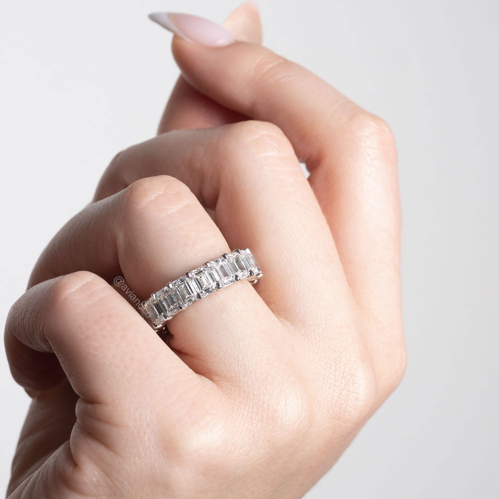 Diamonds by Avi & Co. Emerald-Cut Platinum Eternity Band, 9.02 CT