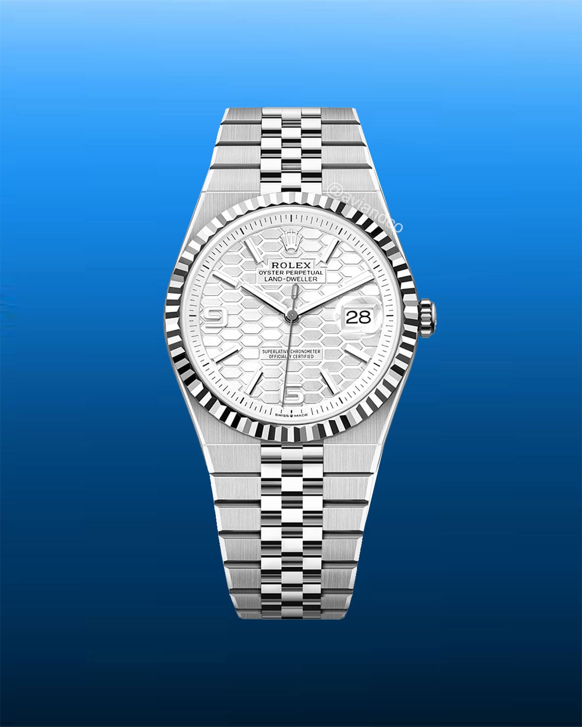 Rolex Land-Dweller, Stainless Steel and White Gold, White Motif Dial
