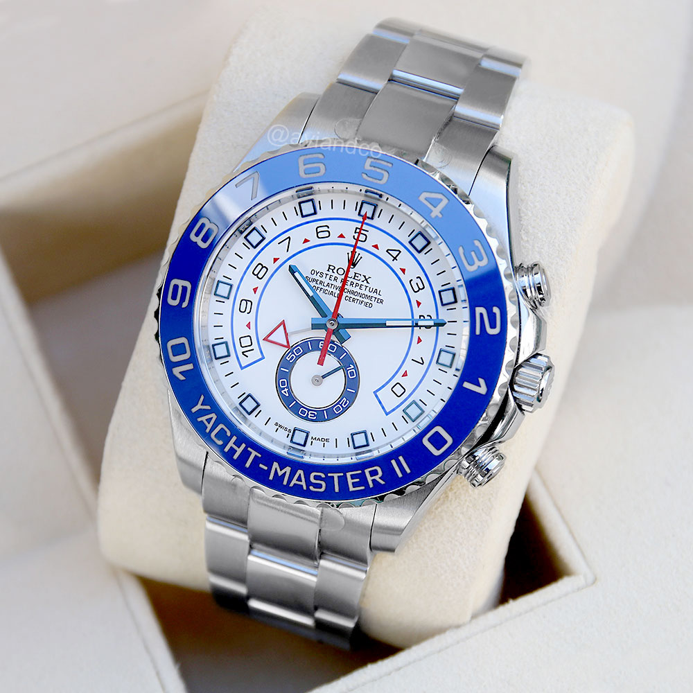 Rolex Yacht-Master II 116680, Stainless Steel, Mercedes Hands, White Dial, 44 mm