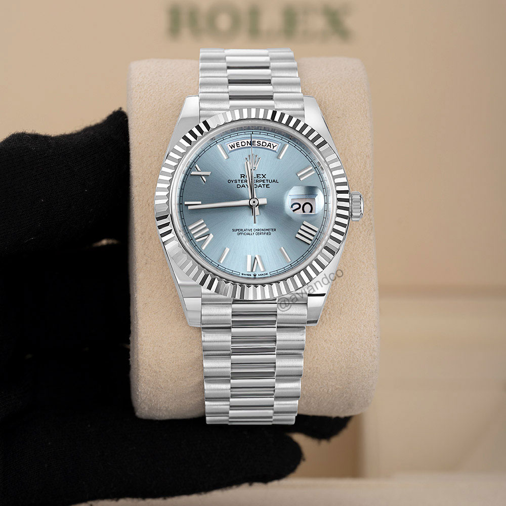 Rolex Day-Date 40, Platinum, Ice Blue Roman Dial