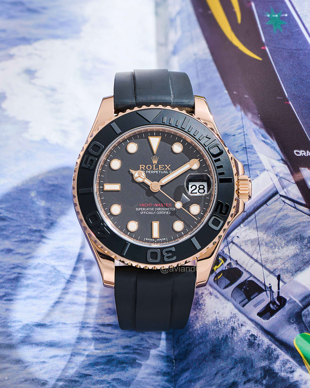 Rolex Yacht-Master, 18K Rose Gold, Black Index Dial