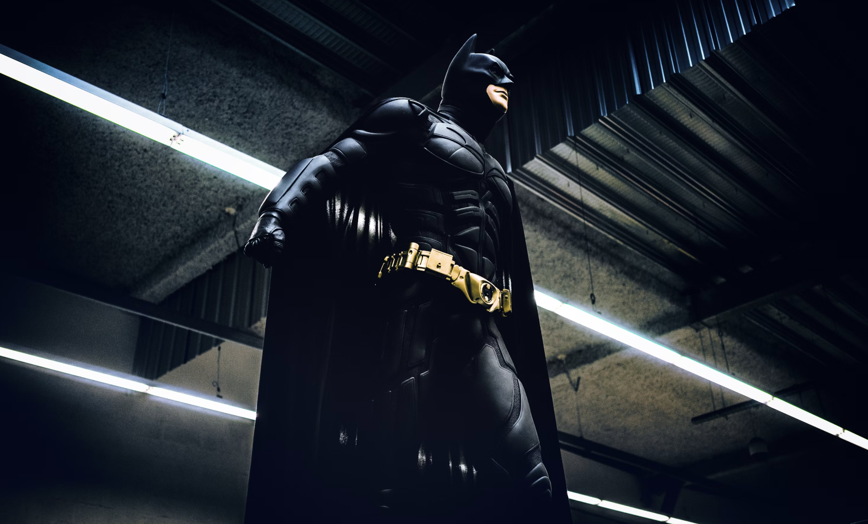 Batman standing in parking garage