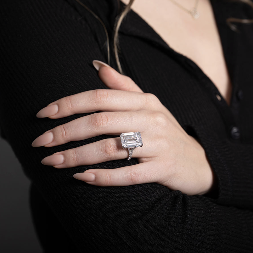 Avi & Co. Engagement Ring, Emerald Cut, 19.85CT Center Stone