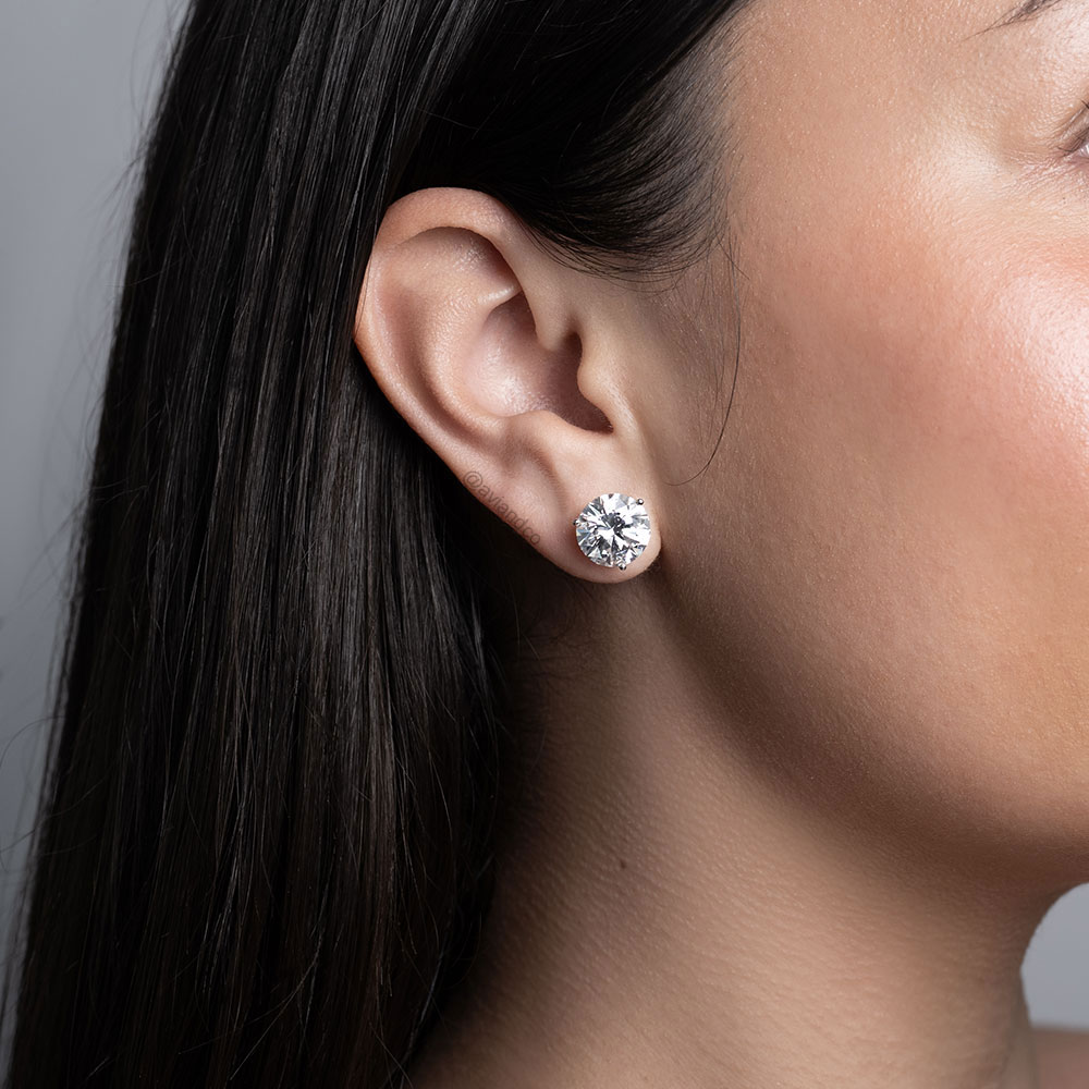 Diamonds by Avi & Co. Round Solitaire Diamond Studs, 14K White Gold, 10.48 CT