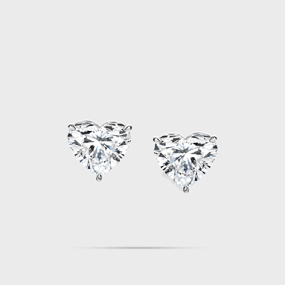 Diamonds by Avi & Co. Platinum Heart-Cut Diamond Stud Earrings, 8.48 CT