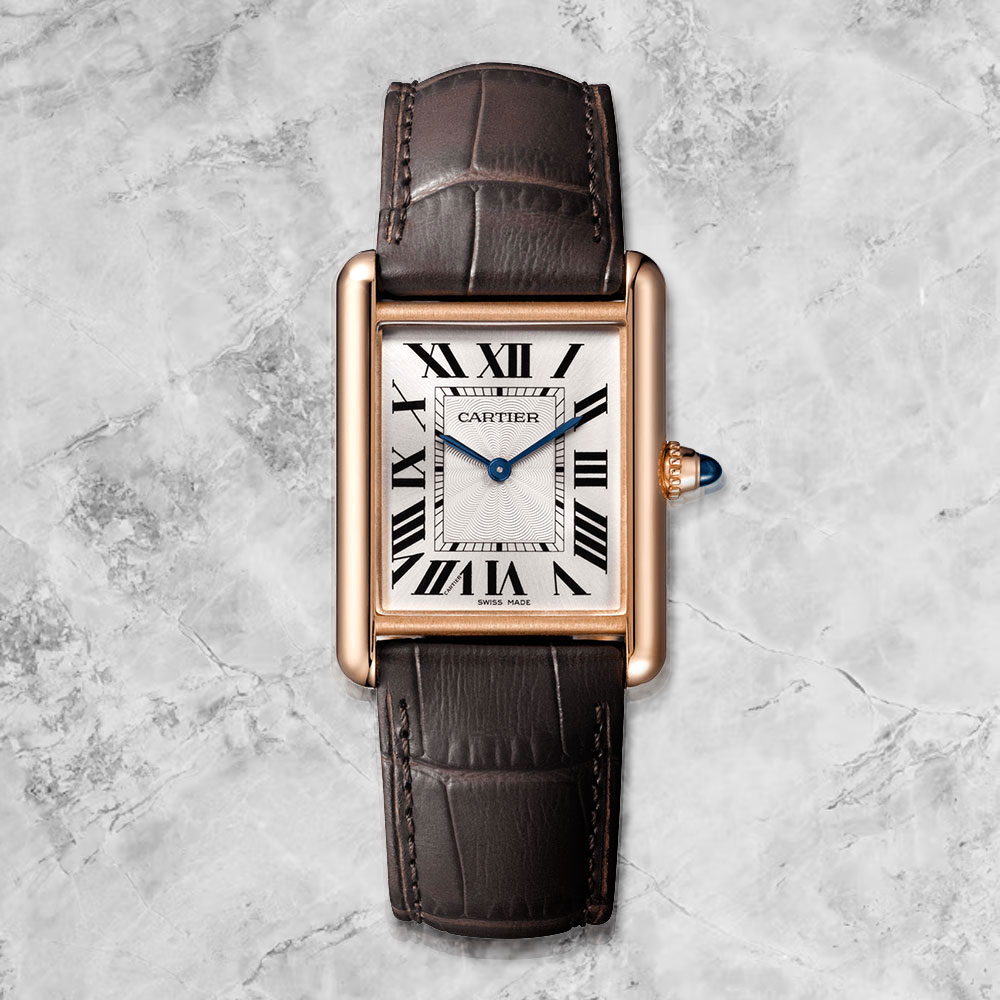 Cartier Tank Louis, 18K Rose Gold, Silver Roman Dial