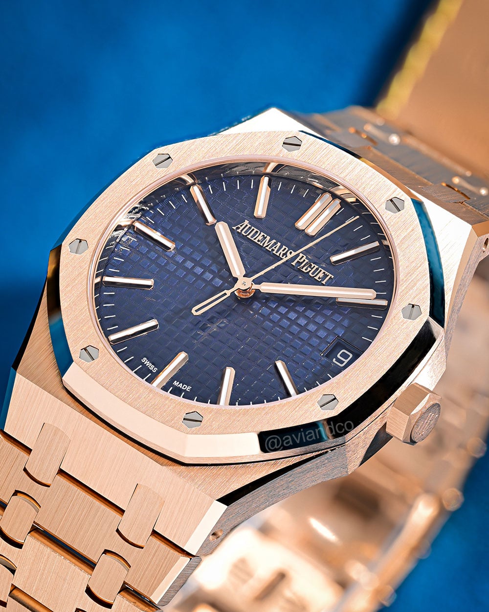 Audemars Piguet Royal Oak, 18K Rose Gold, Blue Dial