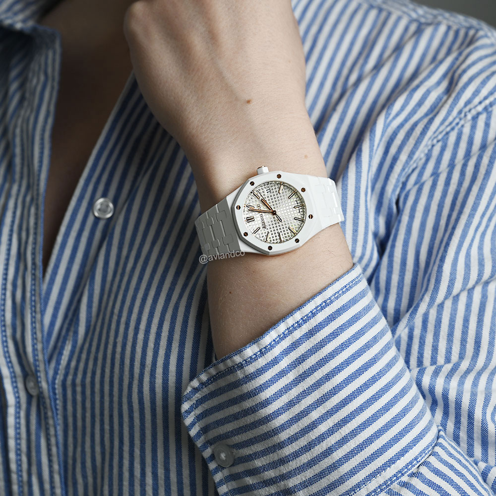 Audemars Piguet Royal Oak, White Ceramic, Silver Dial