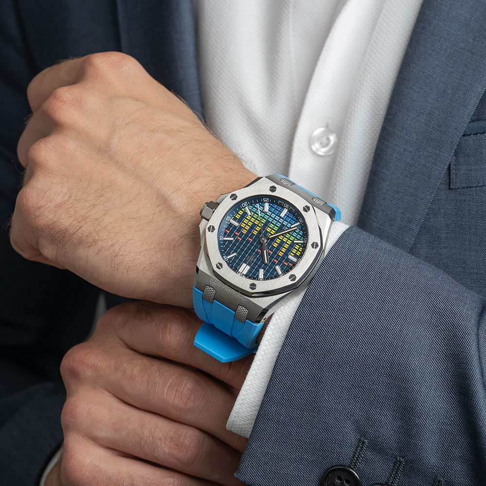 Audemars Piguet Royal Oak Offshore “Music Edition,” Titanium, Blue Index Dial, 43 mm