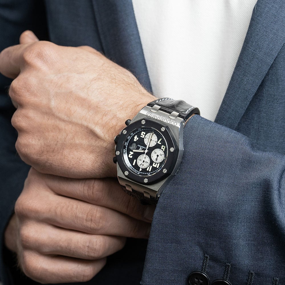 Audemars Piguet Royal Oak Offshore, Stainless Steel, Black Grande Tapisserie Dial, 42 mm