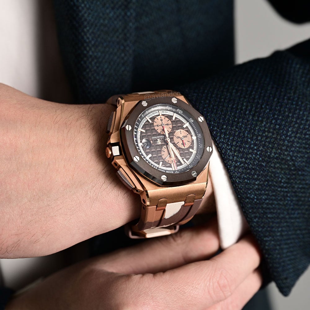 Audemars Piguet Royal Oak Offshore, 18K Rose Gold, Brown Dial