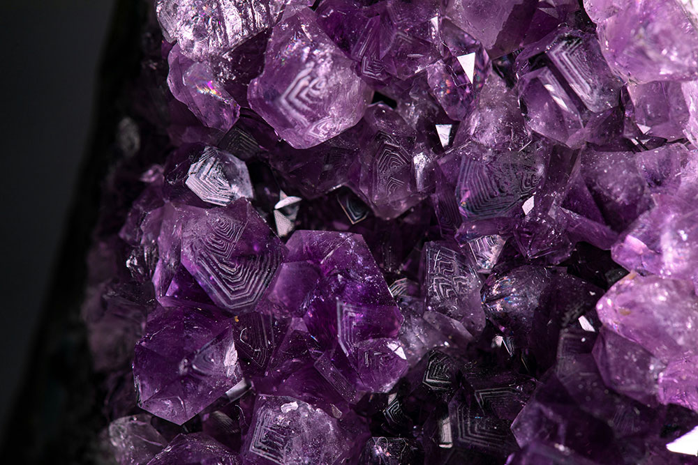 Raw amethyst crystals