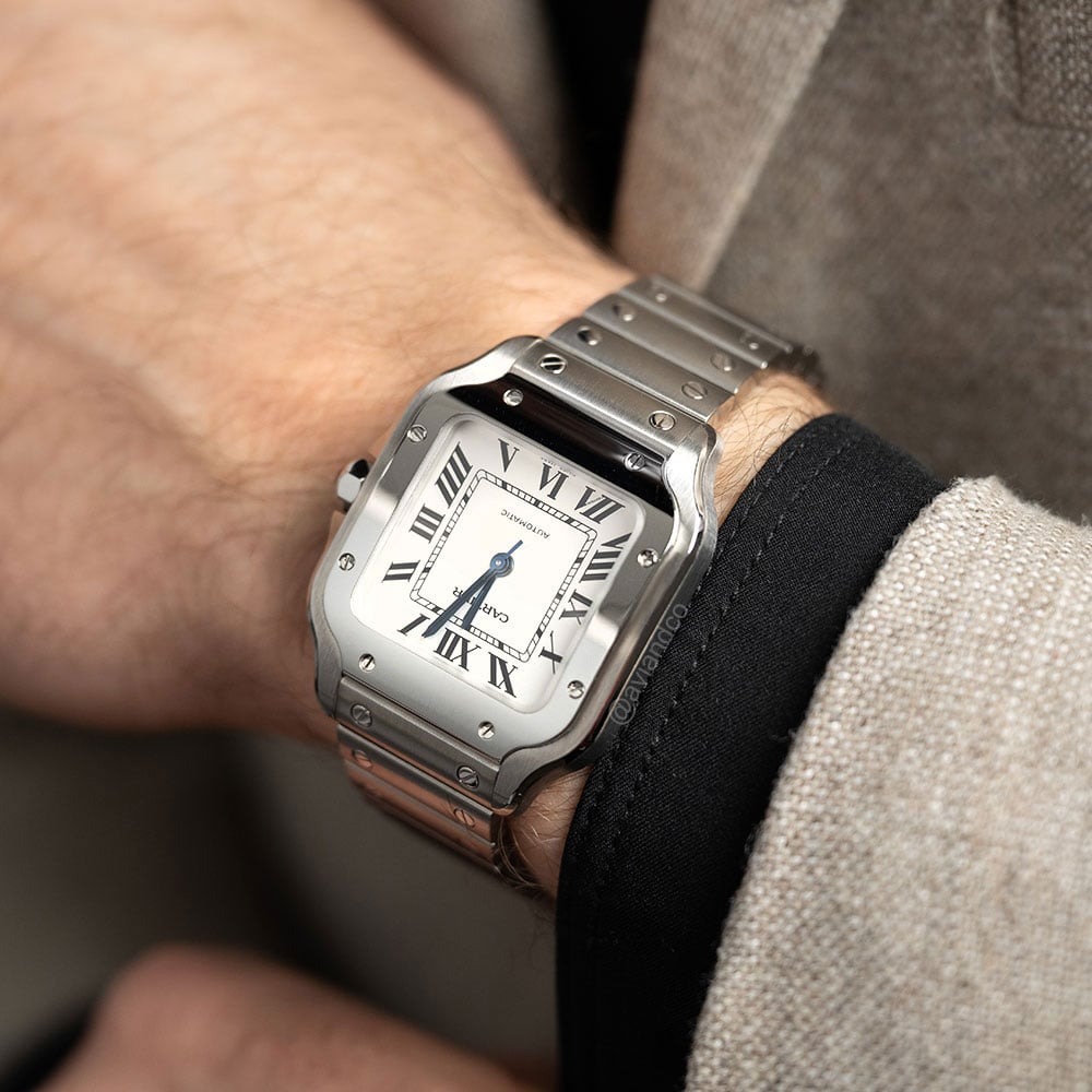 Cartier Santos de Cartier, Stainless Steel, White Dial, 35 mm