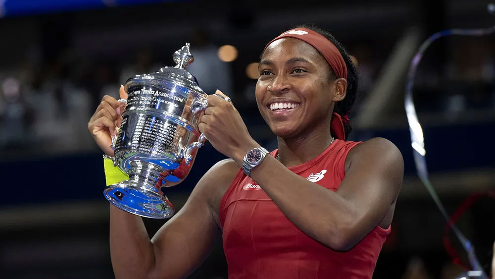 Coco Gauff wears discontinued Rolex "Red Grape" at the US Open in 2023