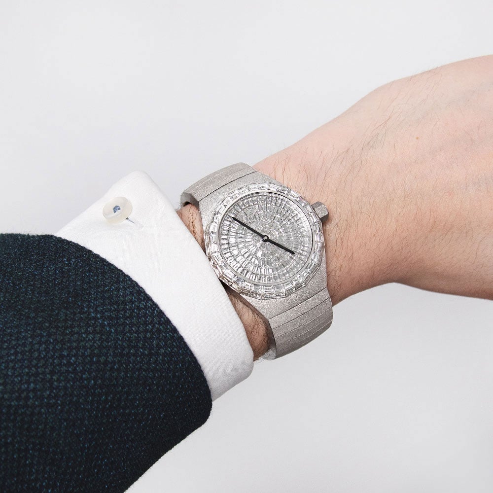 Avi & Co. Frosted Collection AH10, 18K White Gold, Diamond Dial