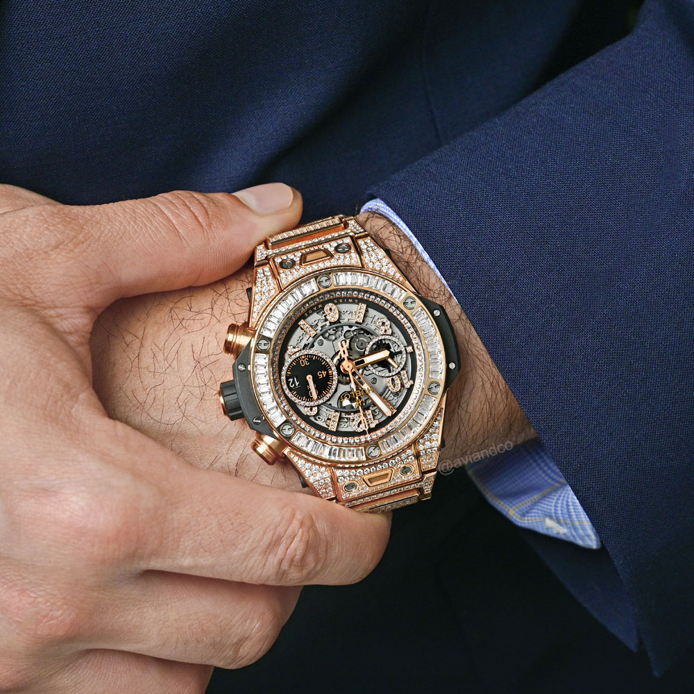 Hublot Big Bang Unico, 18K Rose Gold, Skeleton Diamond Dial, 42 mm