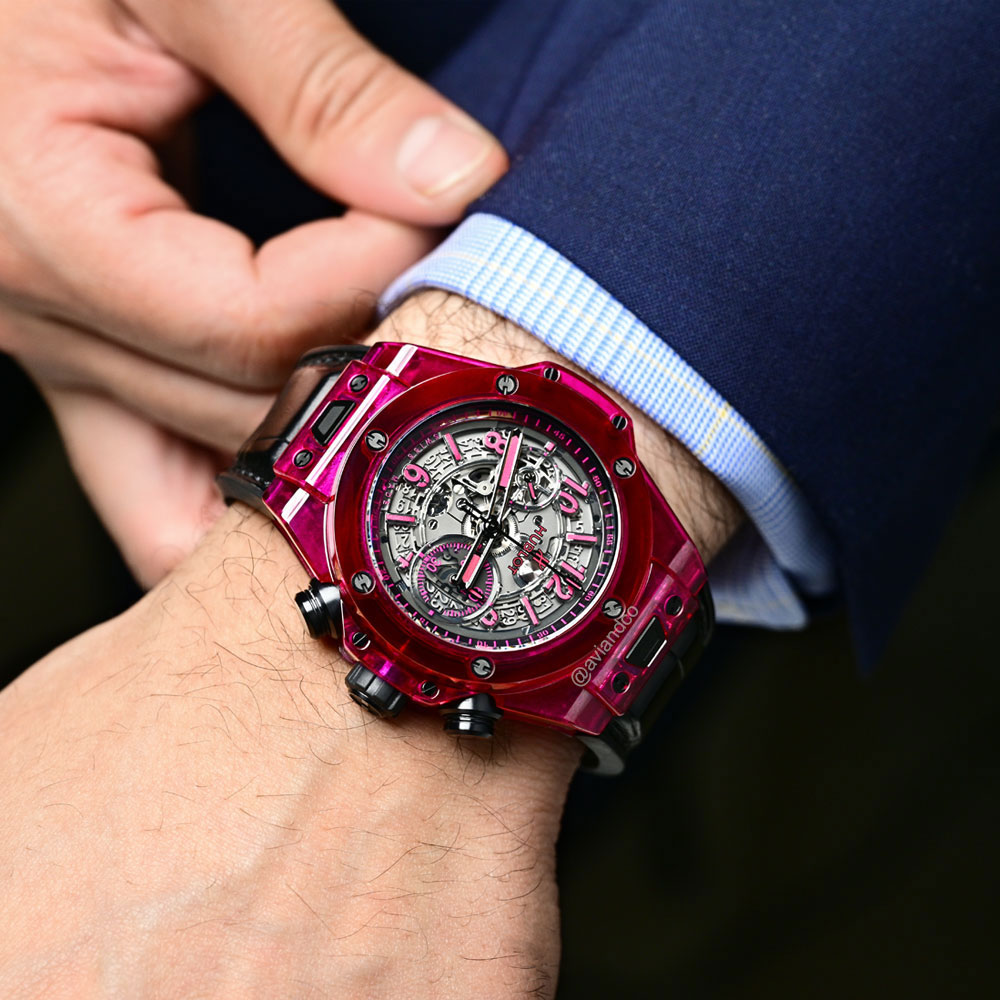 Hublot Big Bang Unico, Red Sapphire Crystal, Skeleton Dial, 45 mm