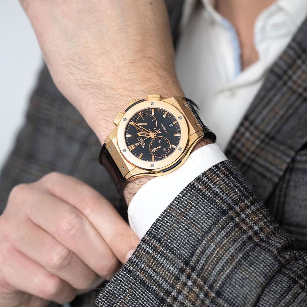 Hublot Classic Fusion, 18K Rose Gold, Black Index Dial