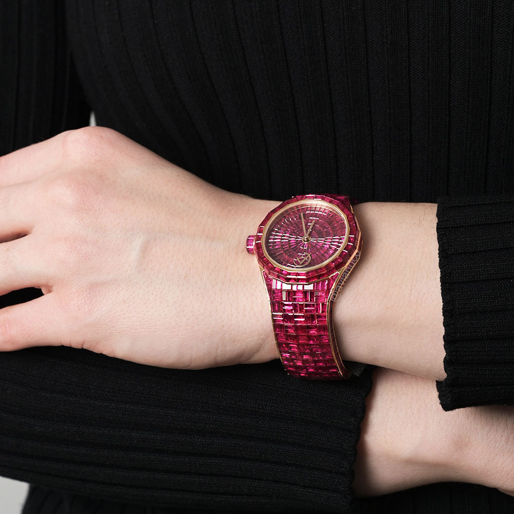 HUE by Avi & Co. Red Ruby Watch, 18K Rose Gold, 37 mm
