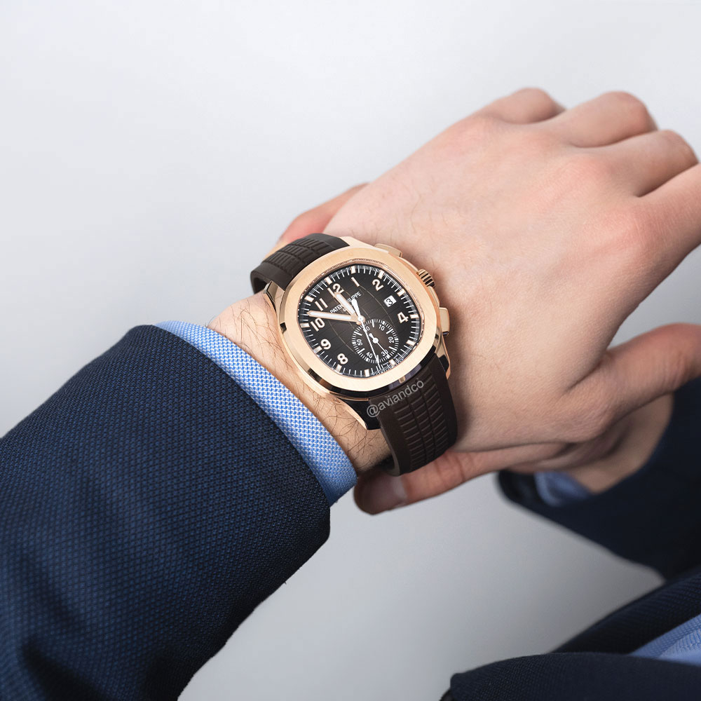 Patek Philippe Aquanaut, 18K rose gold, brown Arabic dial, 42 mm
