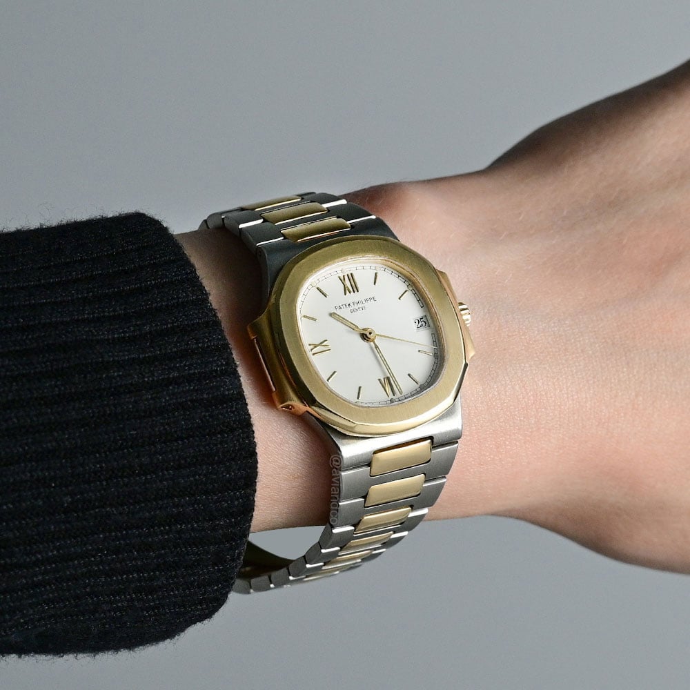 Patek Philippe Nautilus 3800, Steel and Yellow Gold, White Dial, 36 mm