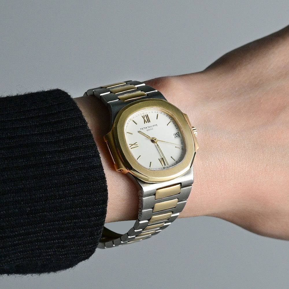 Patek Philippe Nautilus 3800, Steel and Yellow Gold, White Dial, 36 mm