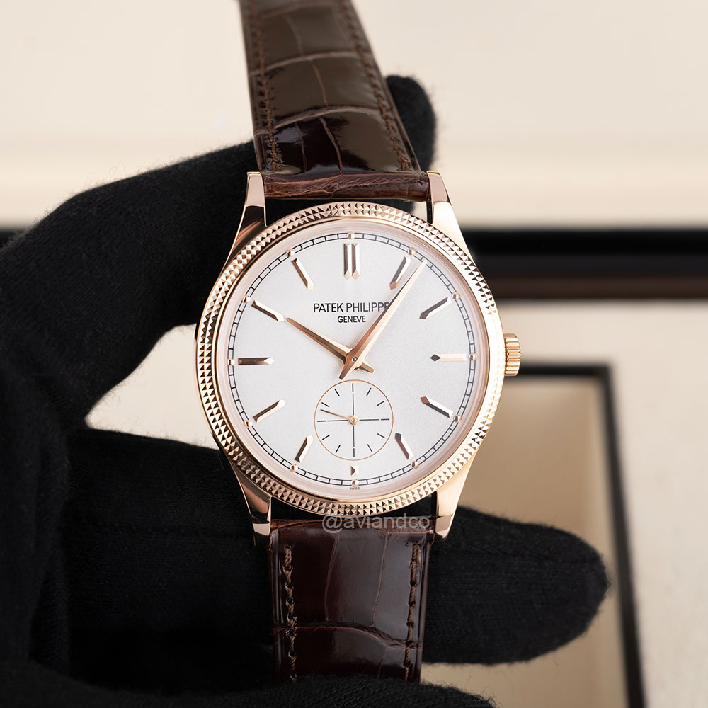 Patek Philippe Calatrava, 18K Rose Gold, Opaline Dial, Leather Strap