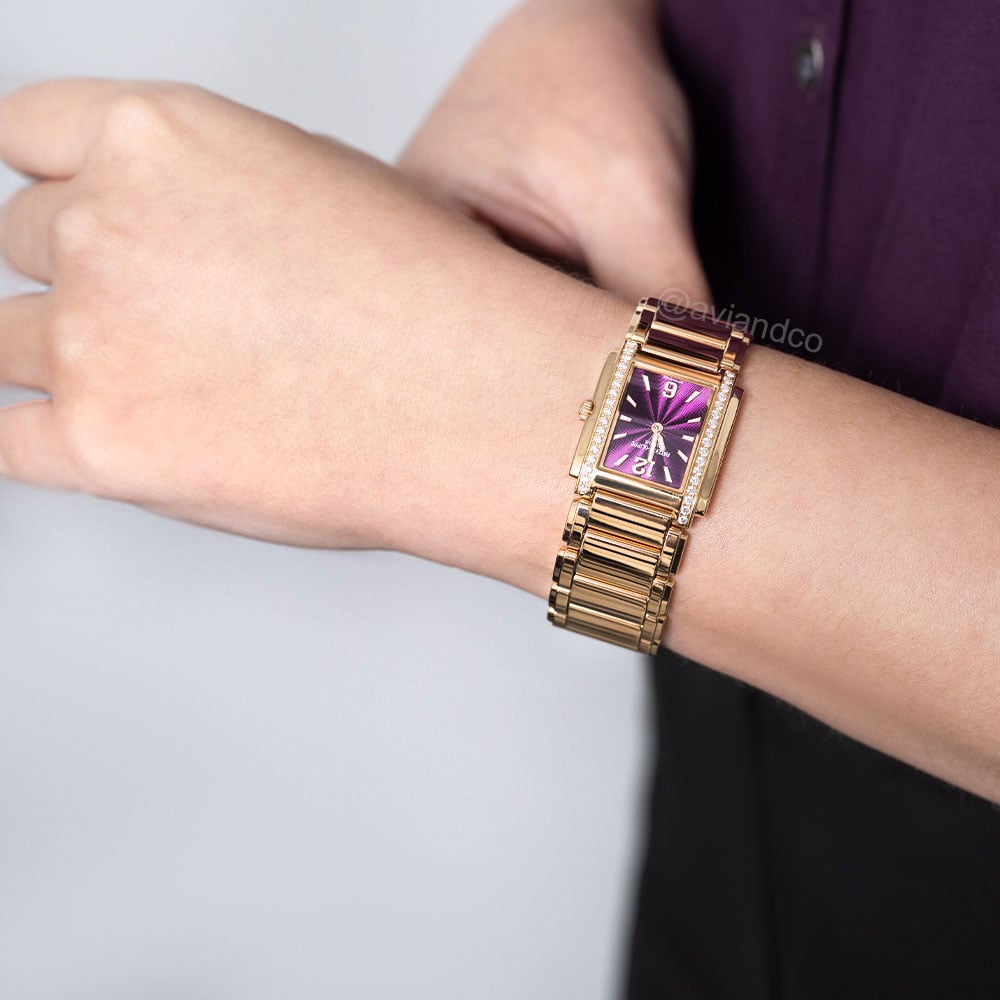 Patek Philippe Twenty~4, 18K Rose Gold, Purple Dial, Gem Bezel