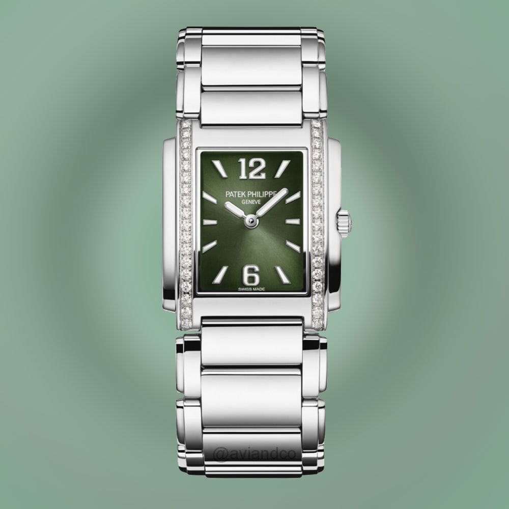Patek Philippe Twenty~4, Stainless Steel, Gem Bezel, Green Dial
