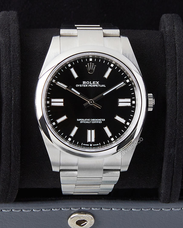 Rolex Oyster Perpetual, Black Index Dial, Stainless Steel, 41 mm