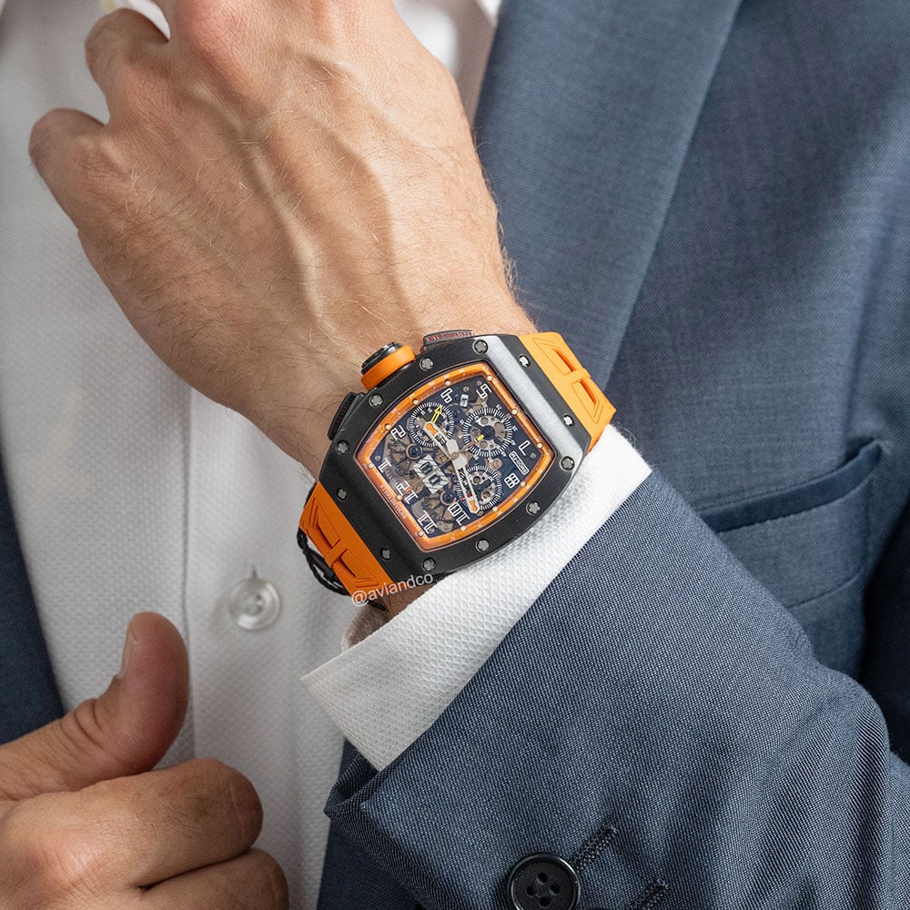 Richard Mille RM 011 “Felipe Massa Orange Storm,” Flyback Chronograph, Titanium, 50 mm