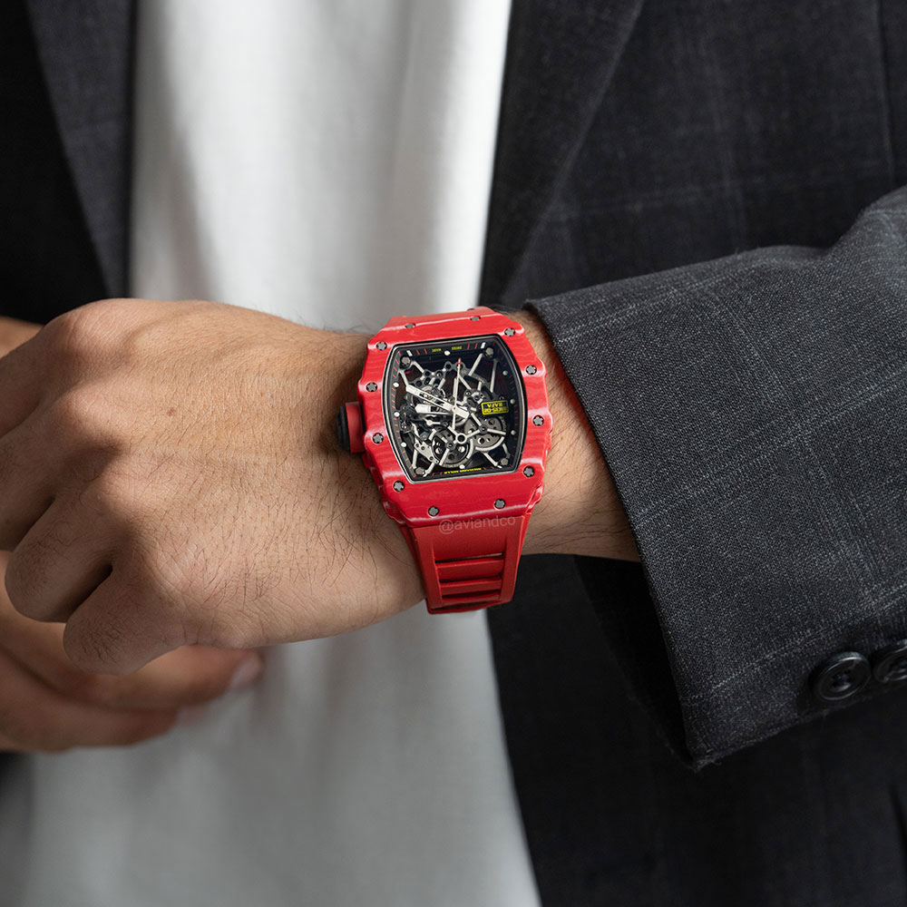 Richard Mille RM 35-02 “Rafael Nadal,” Red TPT, Transparent Dial, 50 mm