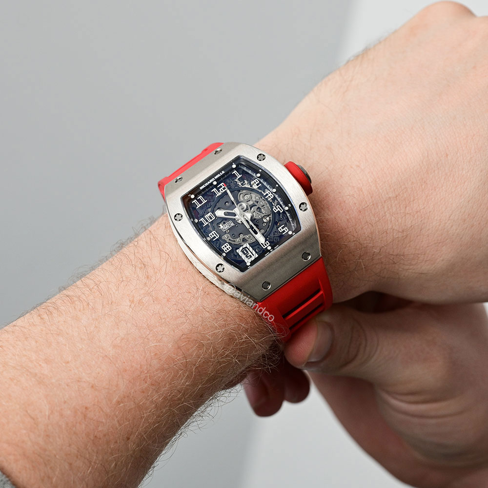 Richard Mille RM010, 18K White Gold, Red Strap