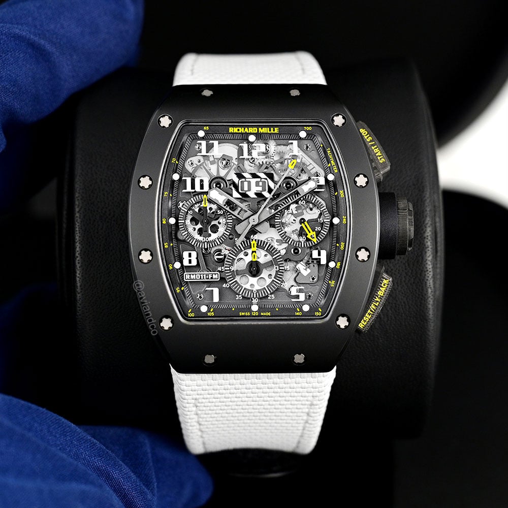 Richard Mille RM 011 “Felipe Massa,” Yellow Flash Chronograph, Carbon TPZ, Skeleton Dial