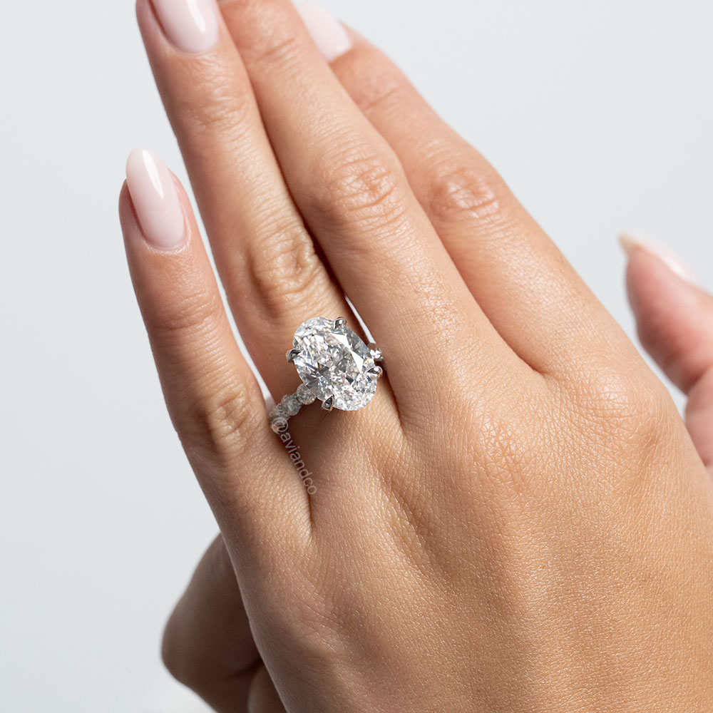 Diamonds by Avi & Co. Oval and Round Cut Diamond Engagement Ring, 14K White Gold