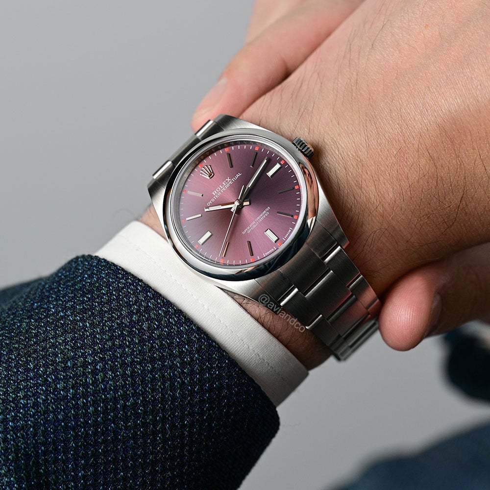 Rolex Oyster Perpetual, Stainless Steel, Grape Dial