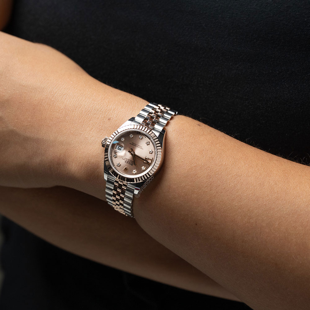Rolex Datejust 28, Stainless Steel & 18K Rose Gold, Pink Gold Diamond Dial