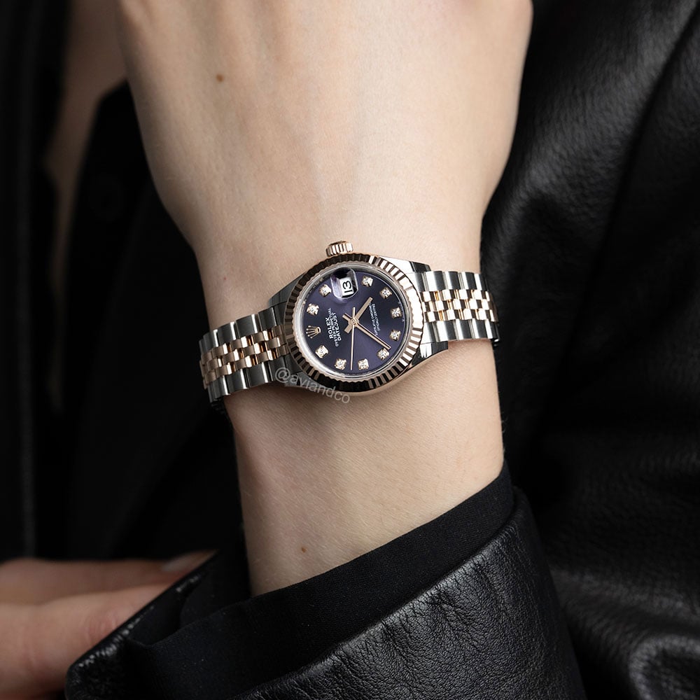 Rolex Lady-Datejust, Stainless Steel & 18K Rose Gold, Purple Diamond Dial