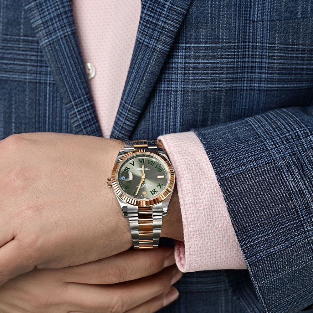 Rolex Datejust, Oyster Steel and 18K Rose Gold, Wimbledon Dial